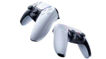 Beyaz PlayStation 5 DualSense kontrol cihazının üst ve yan detay görünümü