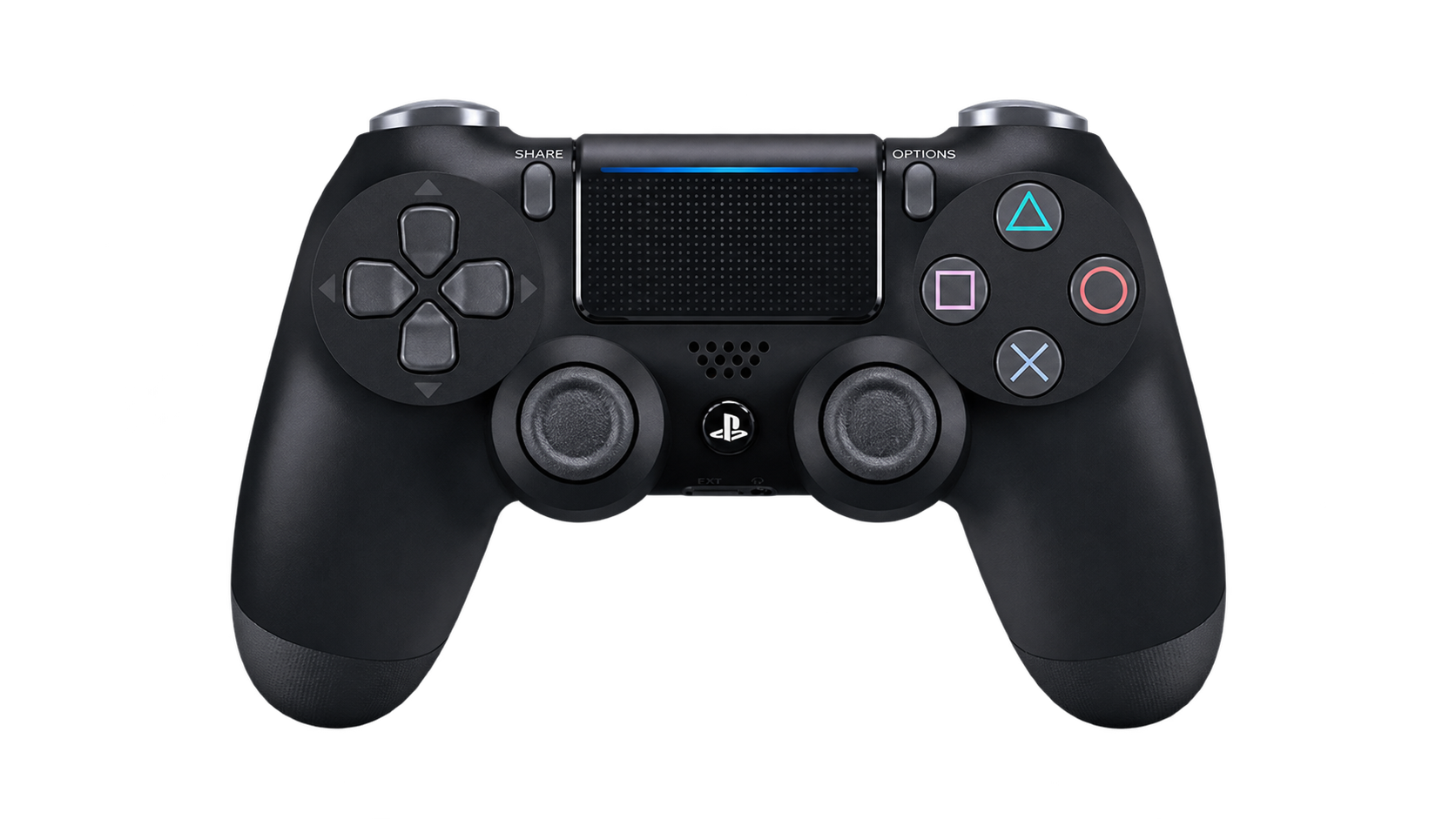 ds4-black-1-clear Sony DualShock 4 V2 siyah oyun kolu ön görünüm