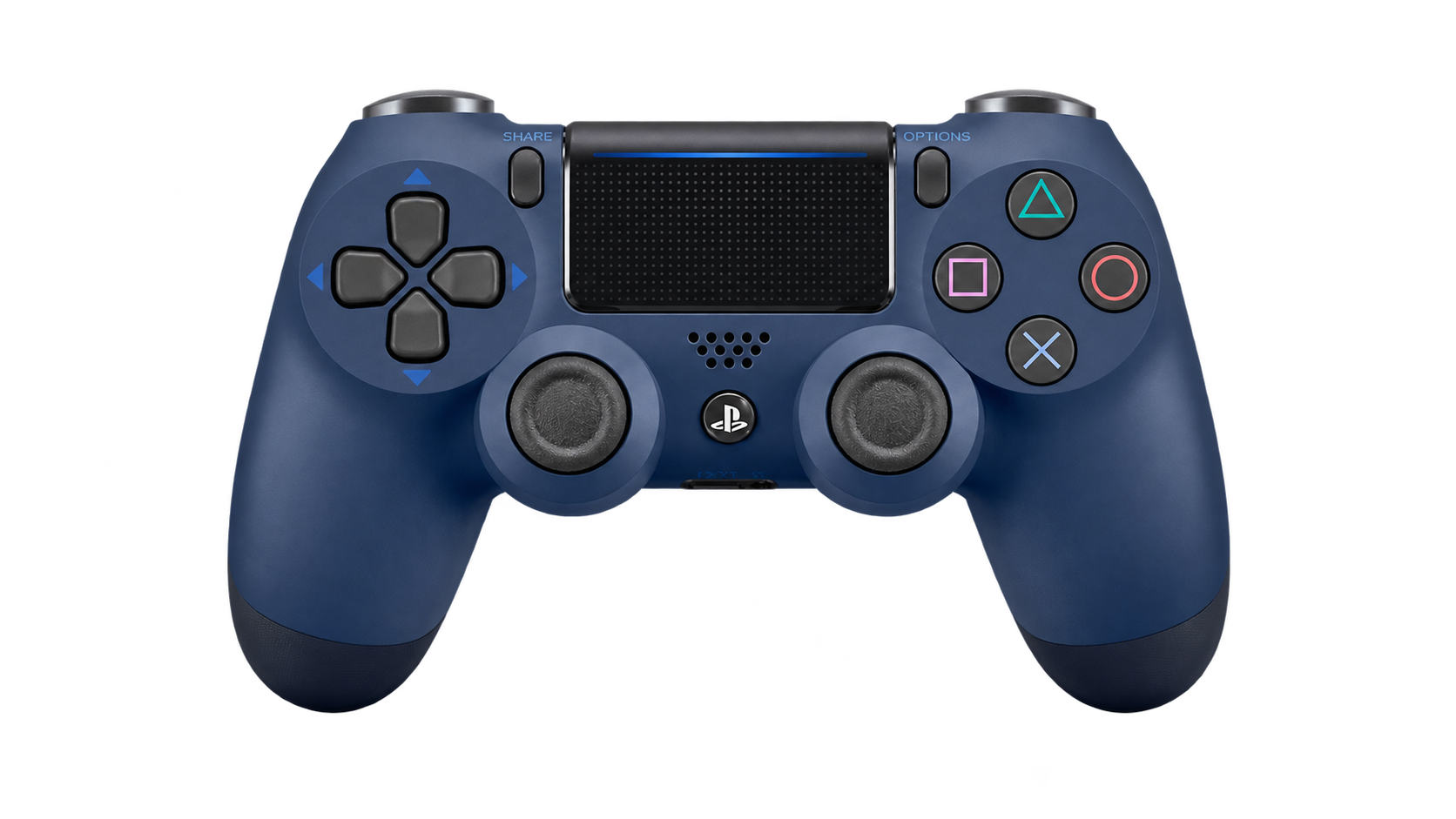 ds4-blue-1-clear Sony DualShock 4 mavi oyun kolu ön görünüm