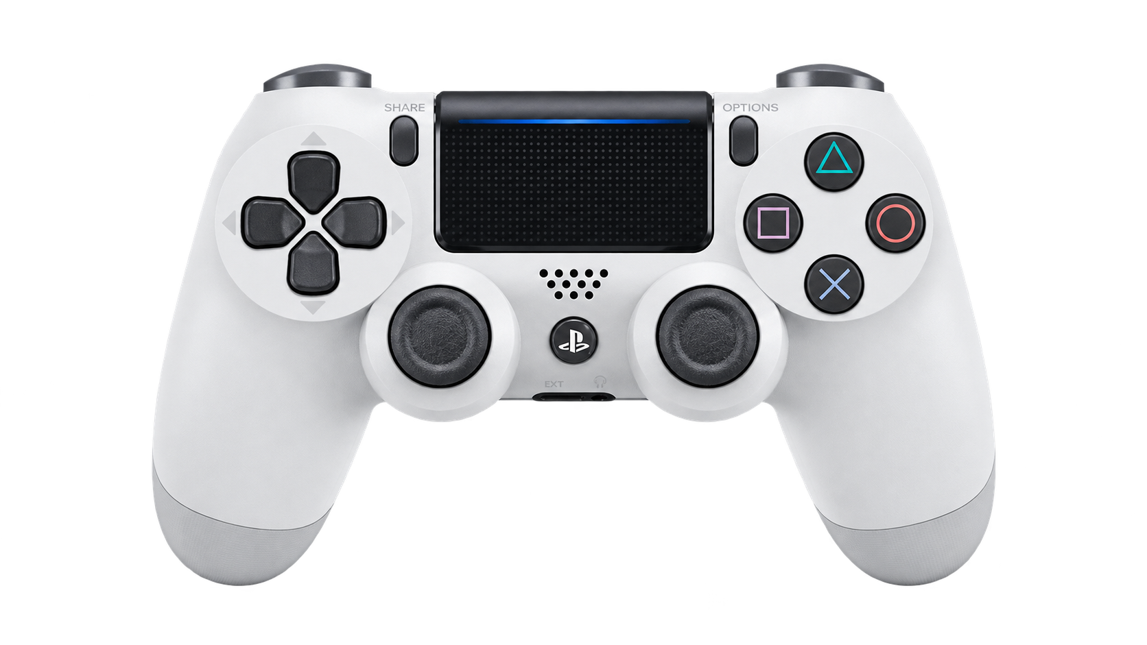 ds4-white-1-clear PS4 DualShock V2 beyaz oyun kolu ön görünüm