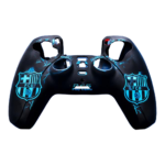 PS5 DualSense Silikon Kol Kılıfı – Barcelona Desenli – Siyah / Turkuaz