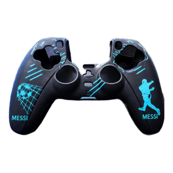 PS5 DualSense Silikon Kol Kılıfı – Messi Desenli – Siyah / Turkuaz