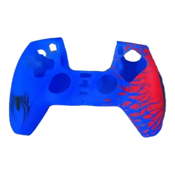 PS5 DualSense Silikon Kol Kılıfı – Örümcek Desenli – Mavi / Kırmızı