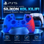 PS5 DualSense Silikon Kol Kılıfı – Örümcek Desenli – PS5 uyumluluk ve özellik görseli. Oyun kolu dahil değildir.