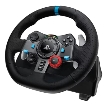 Logitech G29 direksiyonunun önden detay görünümü